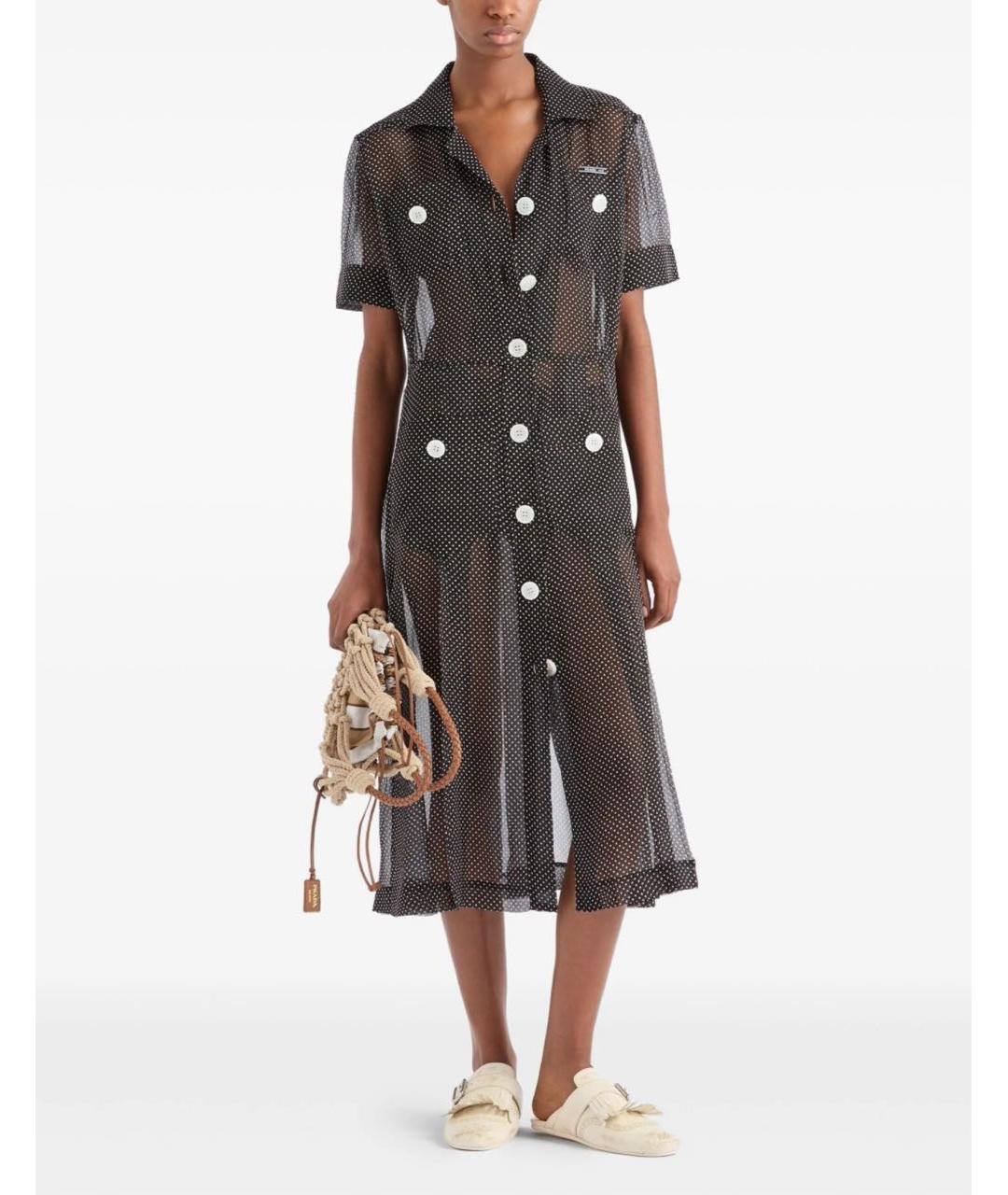 PRADA Черное шелковое повседневное платье, фото 7