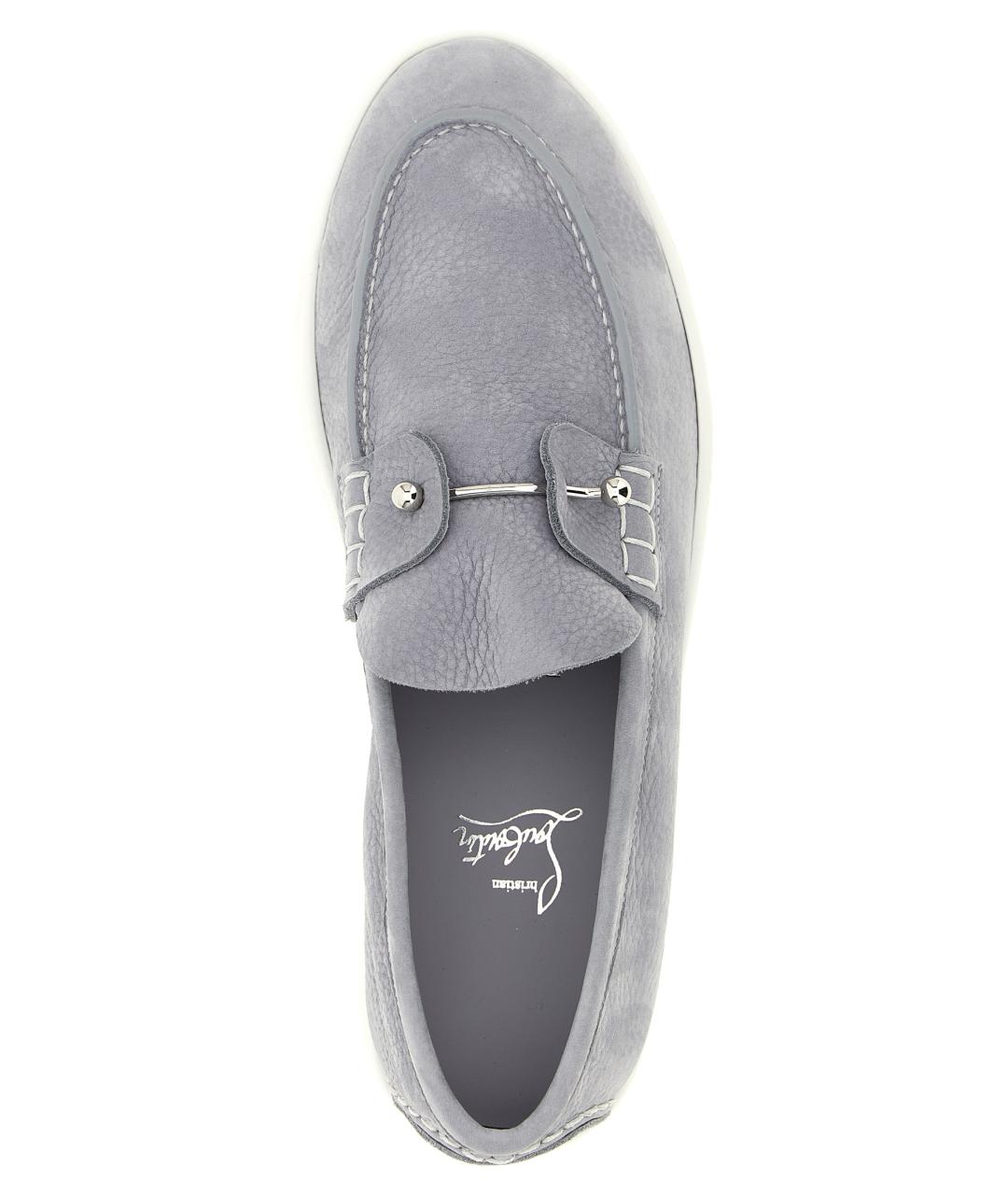 CHRISTIAN LOUBOUTIN Серые замшевые лоферы, фото 4