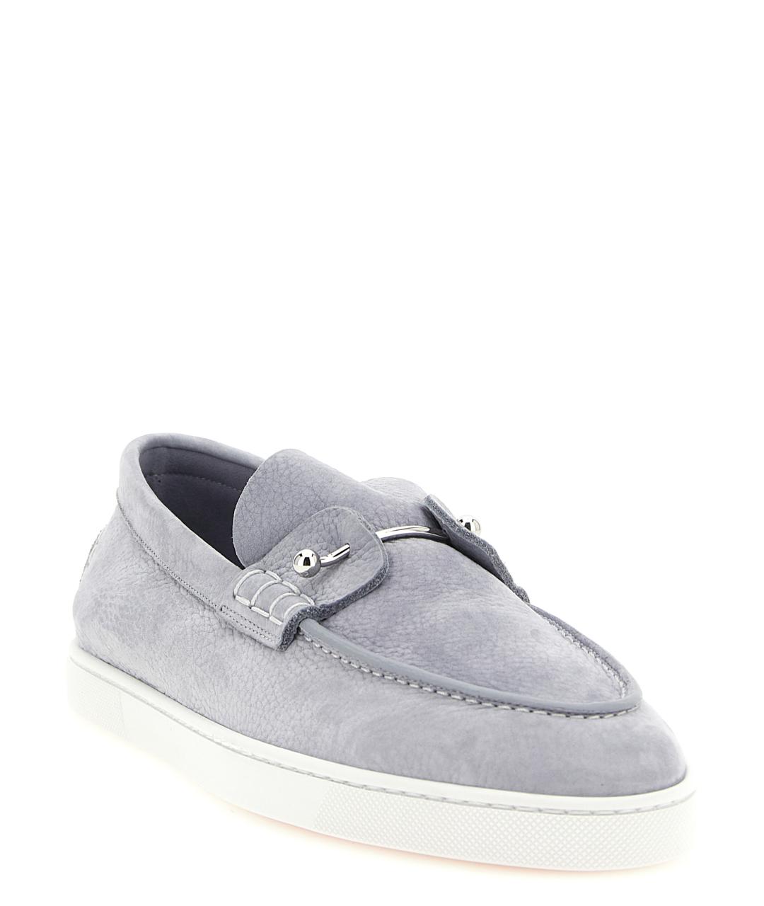 CHRISTIAN LOUBOUTIN Серые замшевые лоферы, фото 2