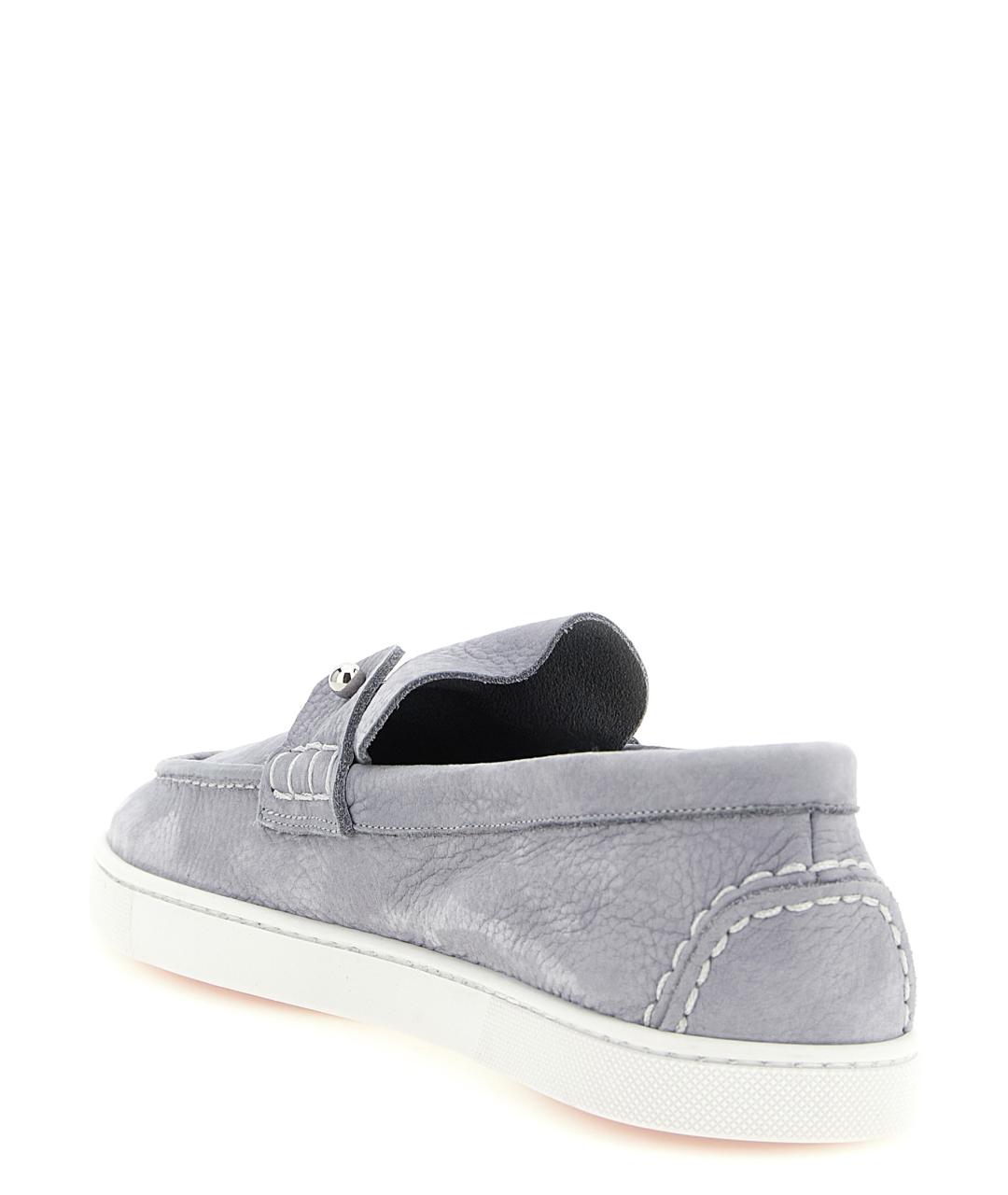 CHRISTIAN LOUBOUTIN Серые замшевые лоферы, фото 3