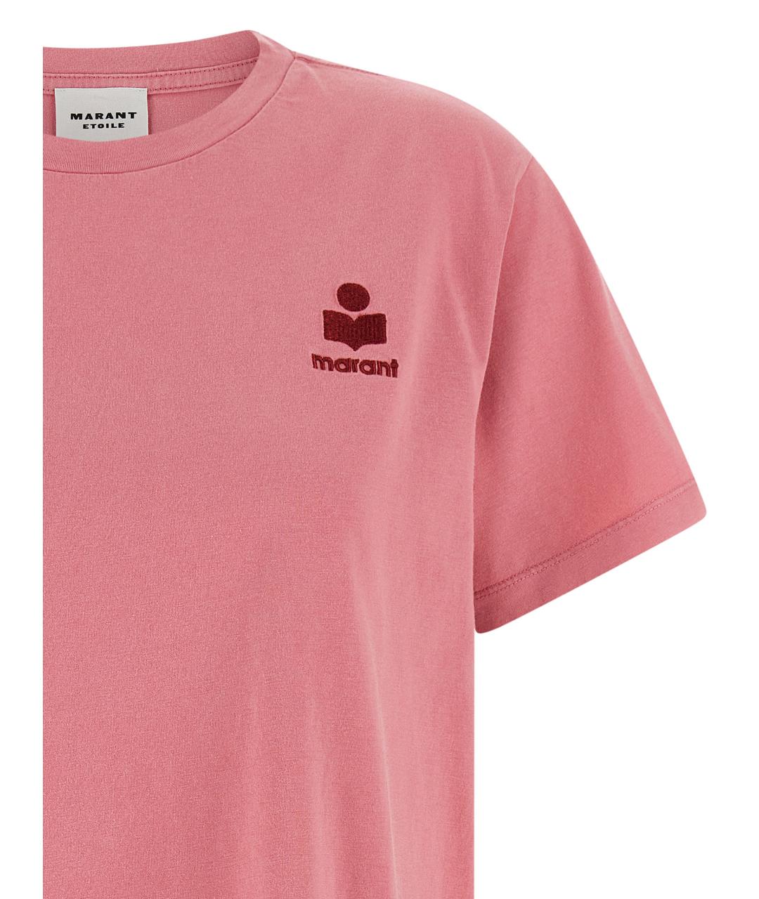 ISABEL MARANT ETOILE Розовая хлопковая футболка, фото 3