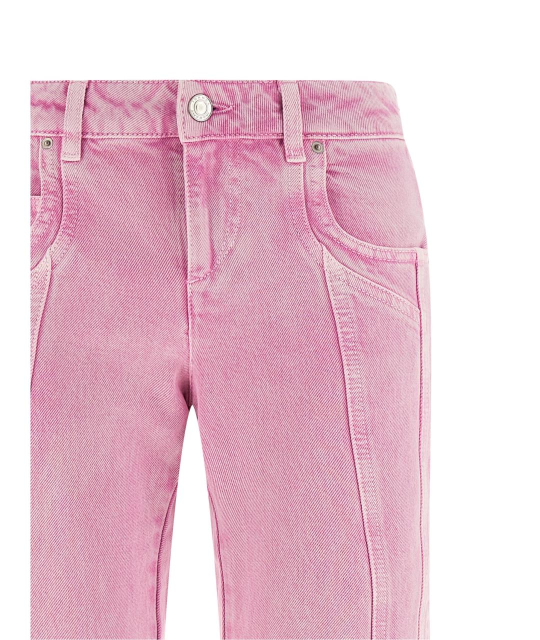 ISABEL MARANT ETOILE Розовые хлопковые прямые джинсы, фото 3