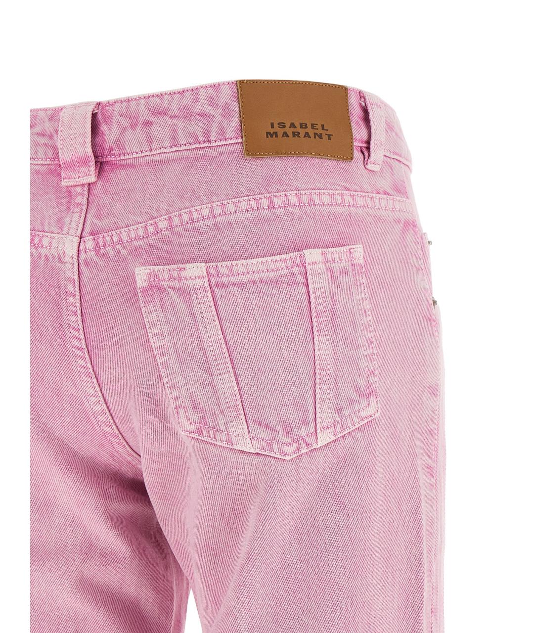 ISABEL MARANT ETOILE Розовые хлопковые прямые джинсы, фото 4