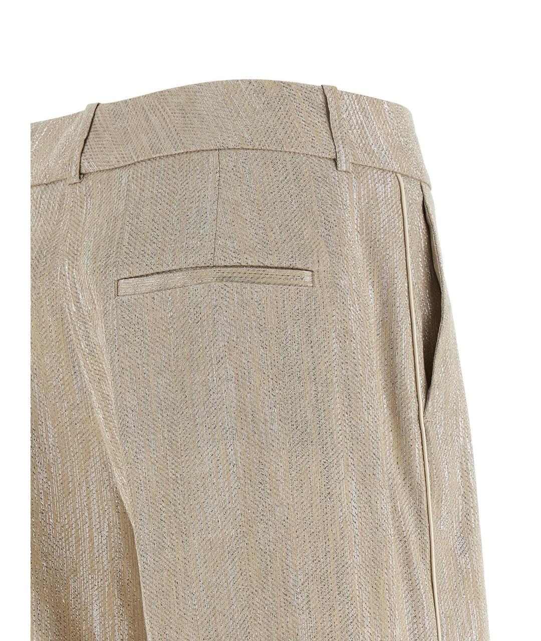 PESERICO Бежевые вискозные прямые брюки, фото 5