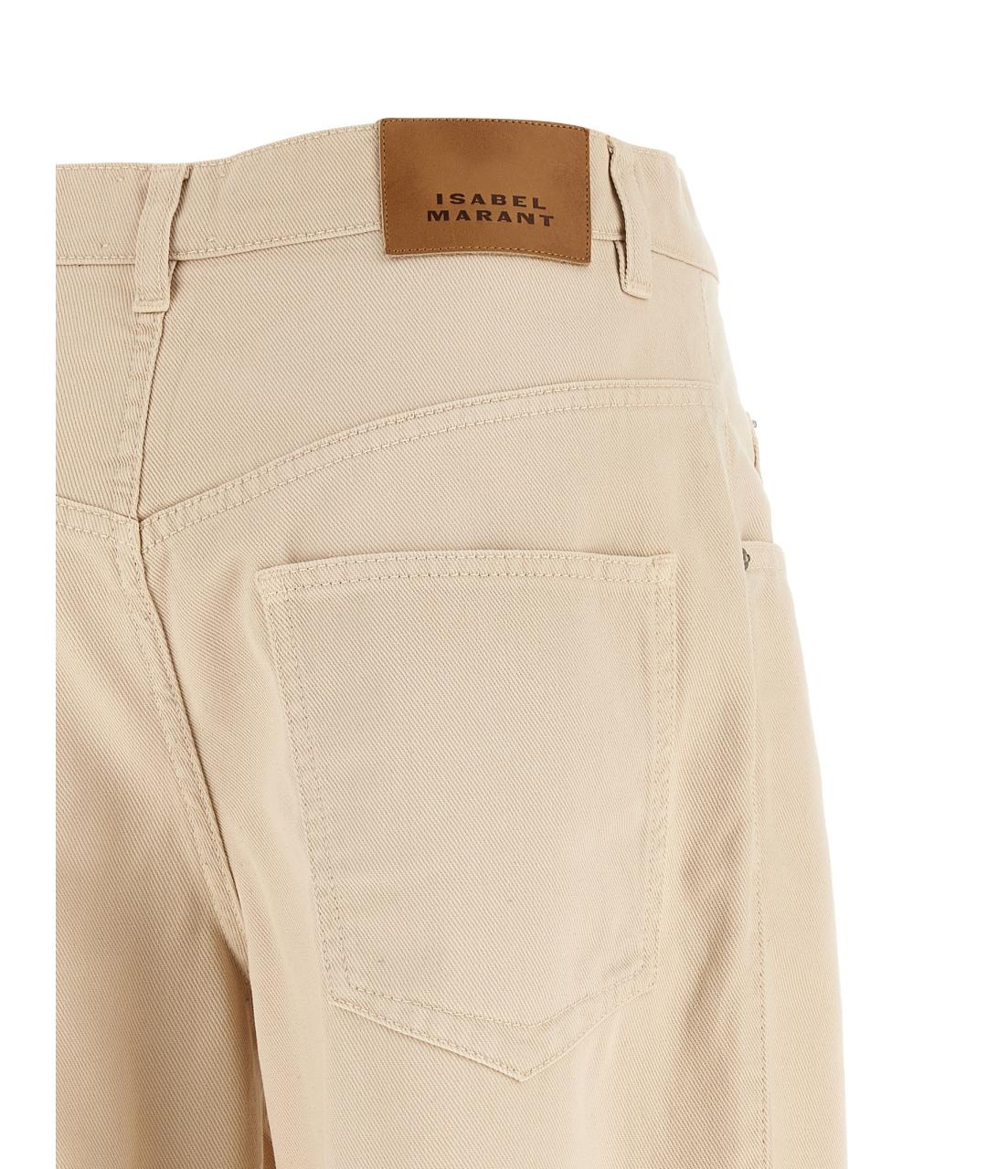 ISABEL MARANT Бежевые хлопковые прямые джинсы, фото 4