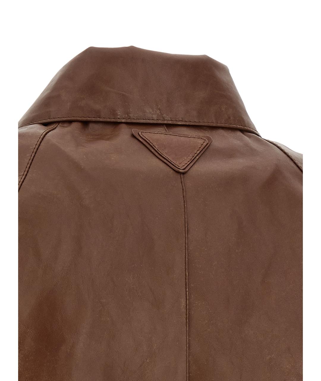 PRADA Коричневая кожаная куртка, фото 5