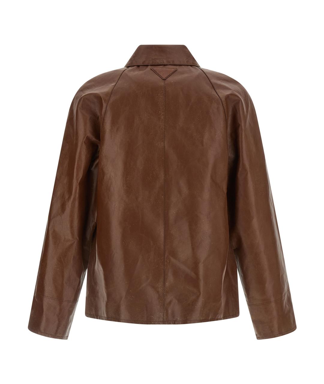PRADA Коричневая кожаная куртка, фото 2