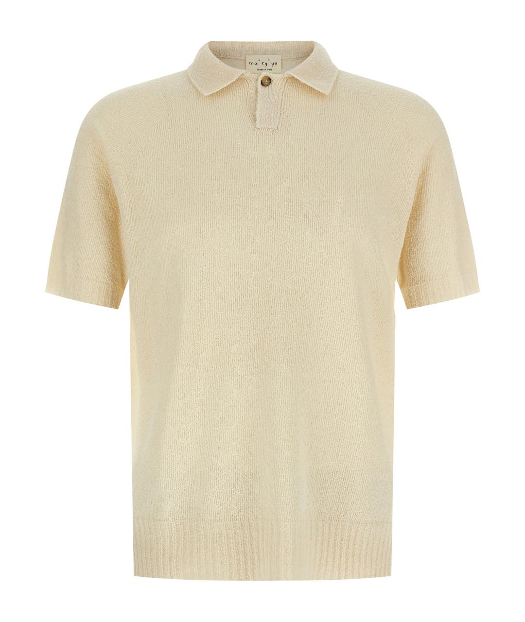 MA'RY'YA Бежевое хлопковое поло с коротким рукавом, фото 1