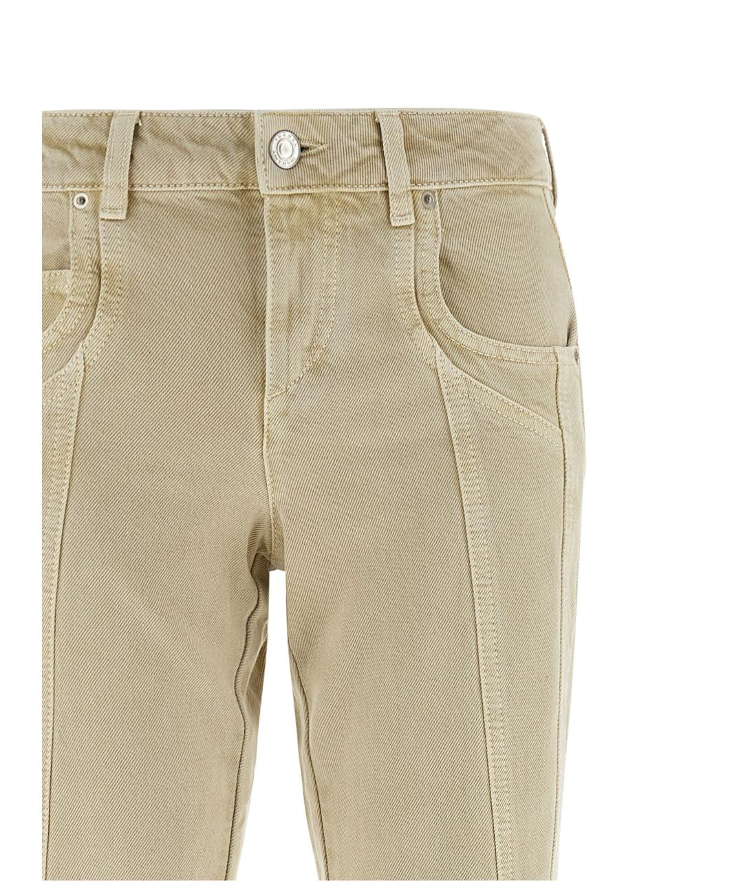 ISABEL MARANT ETOILE Бежевые хлопковые джинсы клеш, фото 3