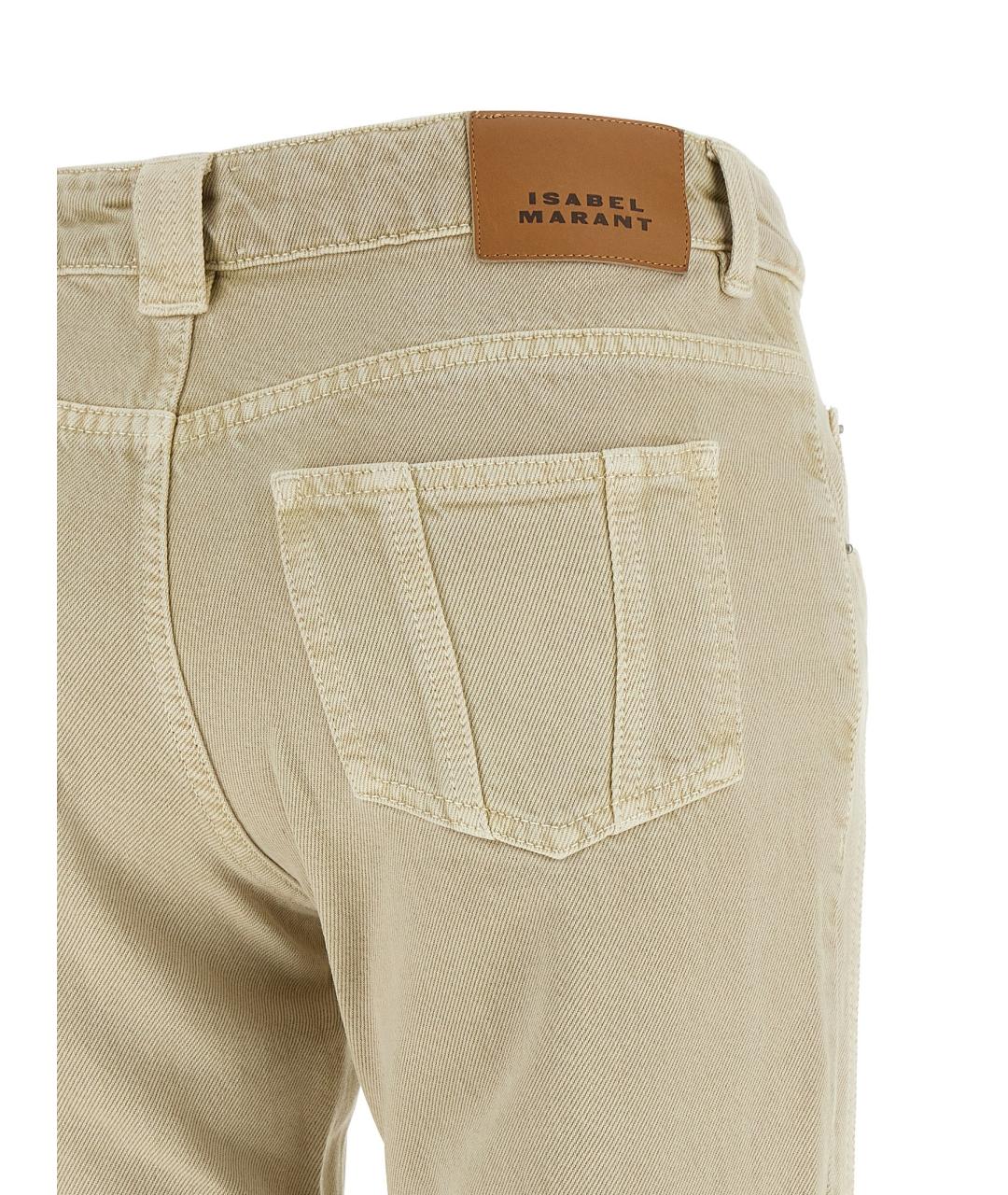 ISABEL MARANT ETOILE Бежевые хлопковые джинсы клеш, фото 4