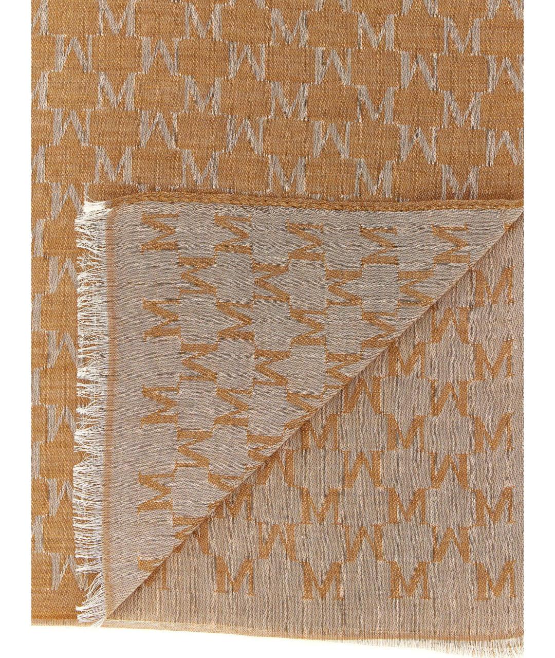 MAX MARA Коричневый хлопковый шарф, фото 2