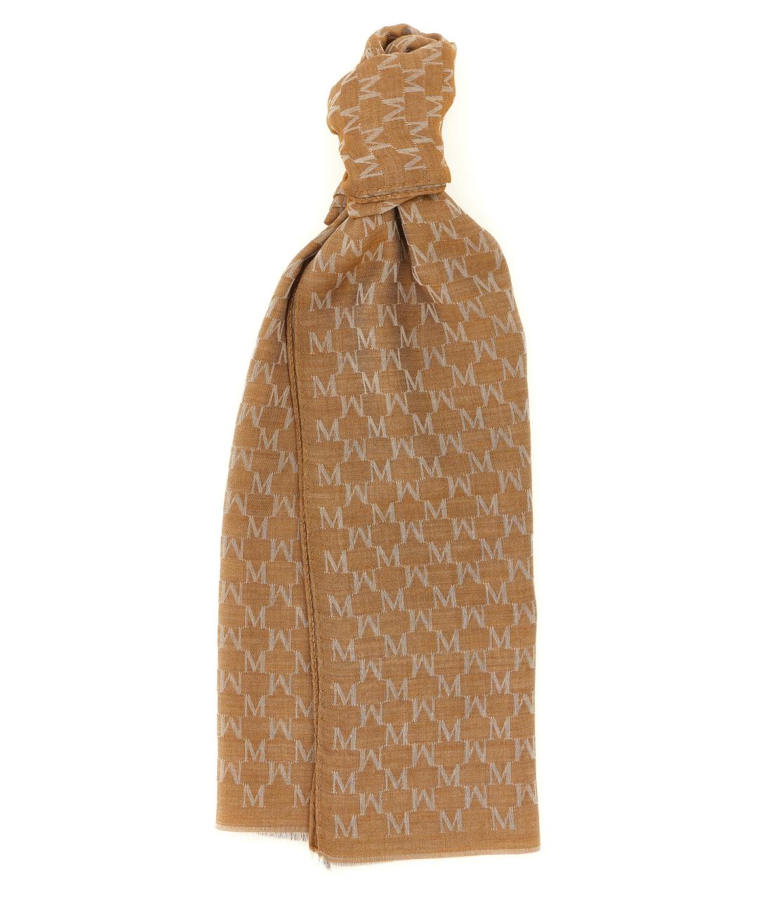 MAX MARA Коричневый хлопковый шарф, фото 1