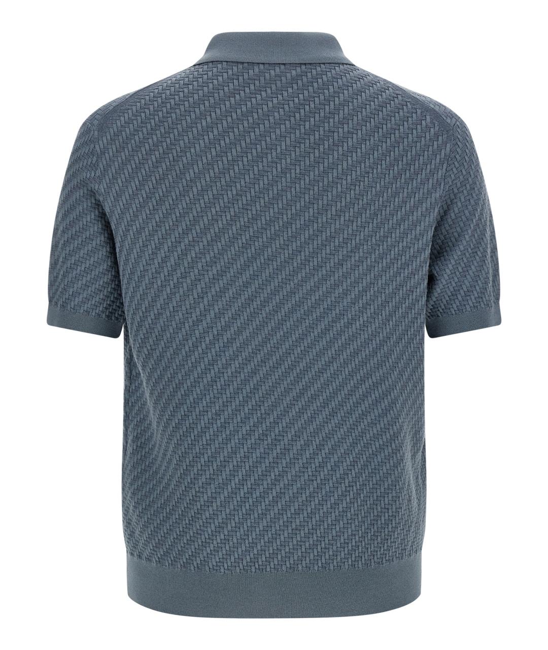 BRIONI Голубое хлопковое поло с коротким рукавом, фото 2