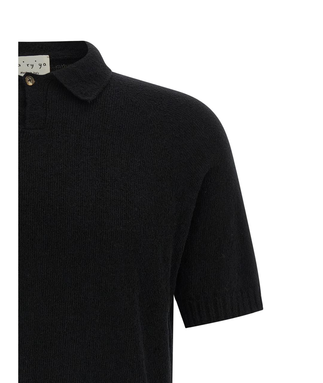 MA'RY'YA Черное хлопковое поло с коротким рукавом, фото 3