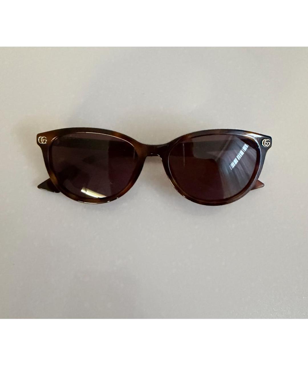 GUCCI Коричневые пластиковые солнцезащитные очки, фото 5