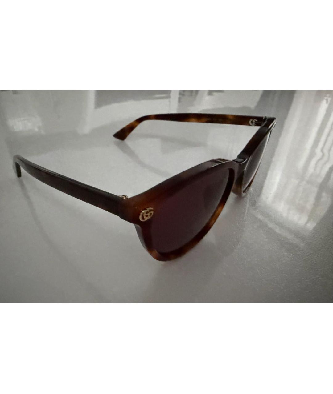 GUCCI Коричневые пластиковые солнцезащитные очки, фото 2