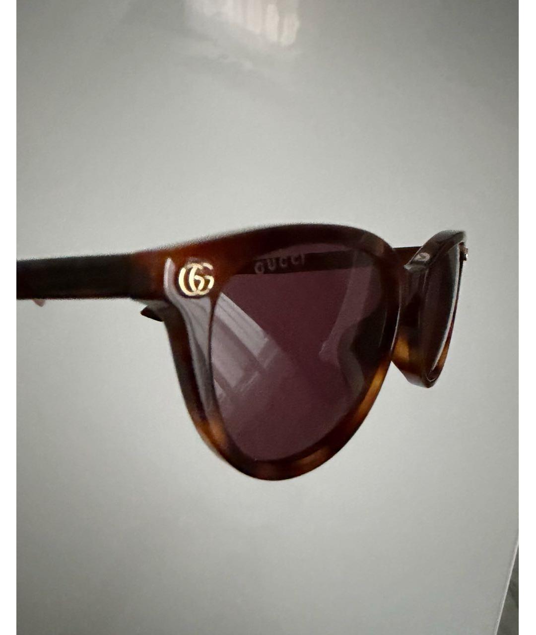 GUCCI Коричневые пластиковые солнцезащитные очки, фото 3