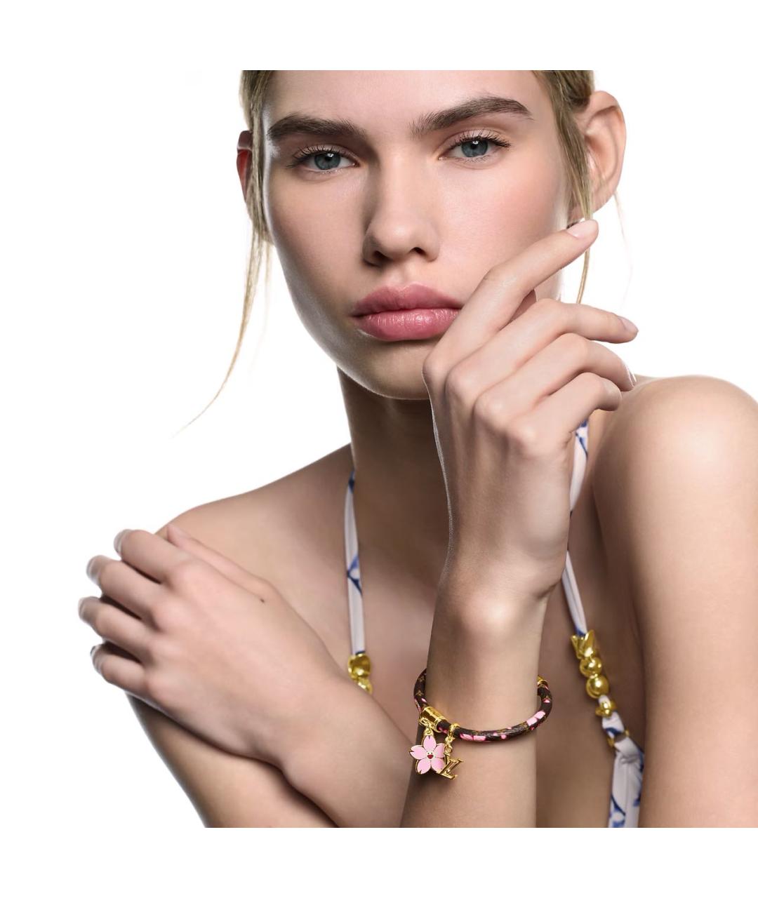 LOUIS VUITTON Коричневый кожаный браслет, фото 2