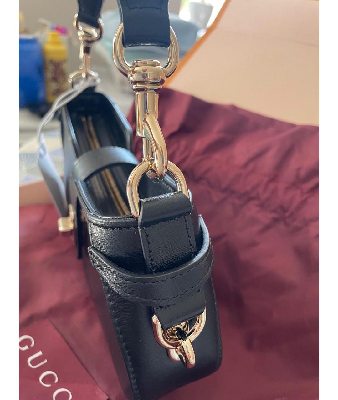 GUCCI Черная кожаная сумка через плечо, фото 5