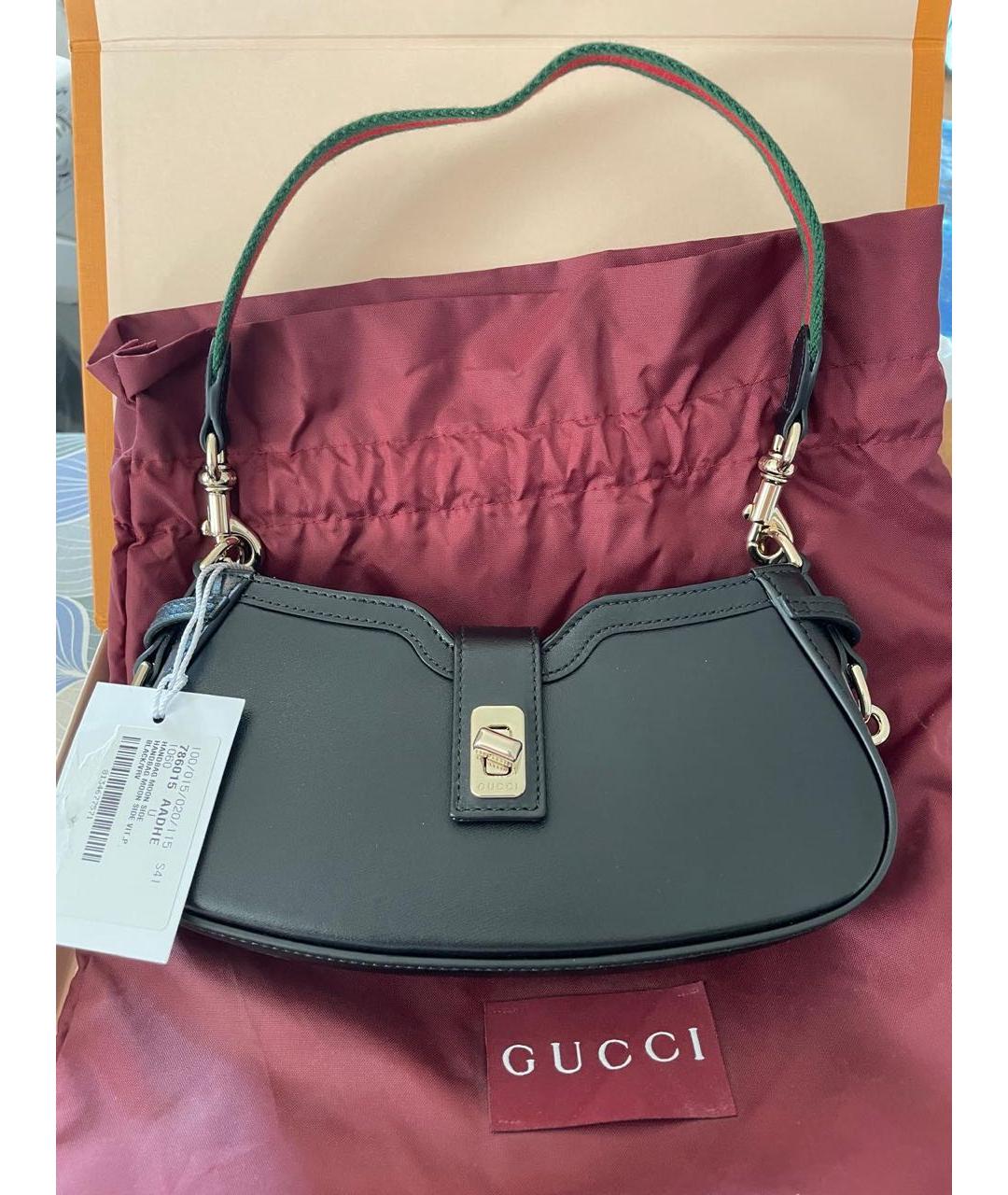 GUCCI Черная кожаная сумка через плечо, фото 7