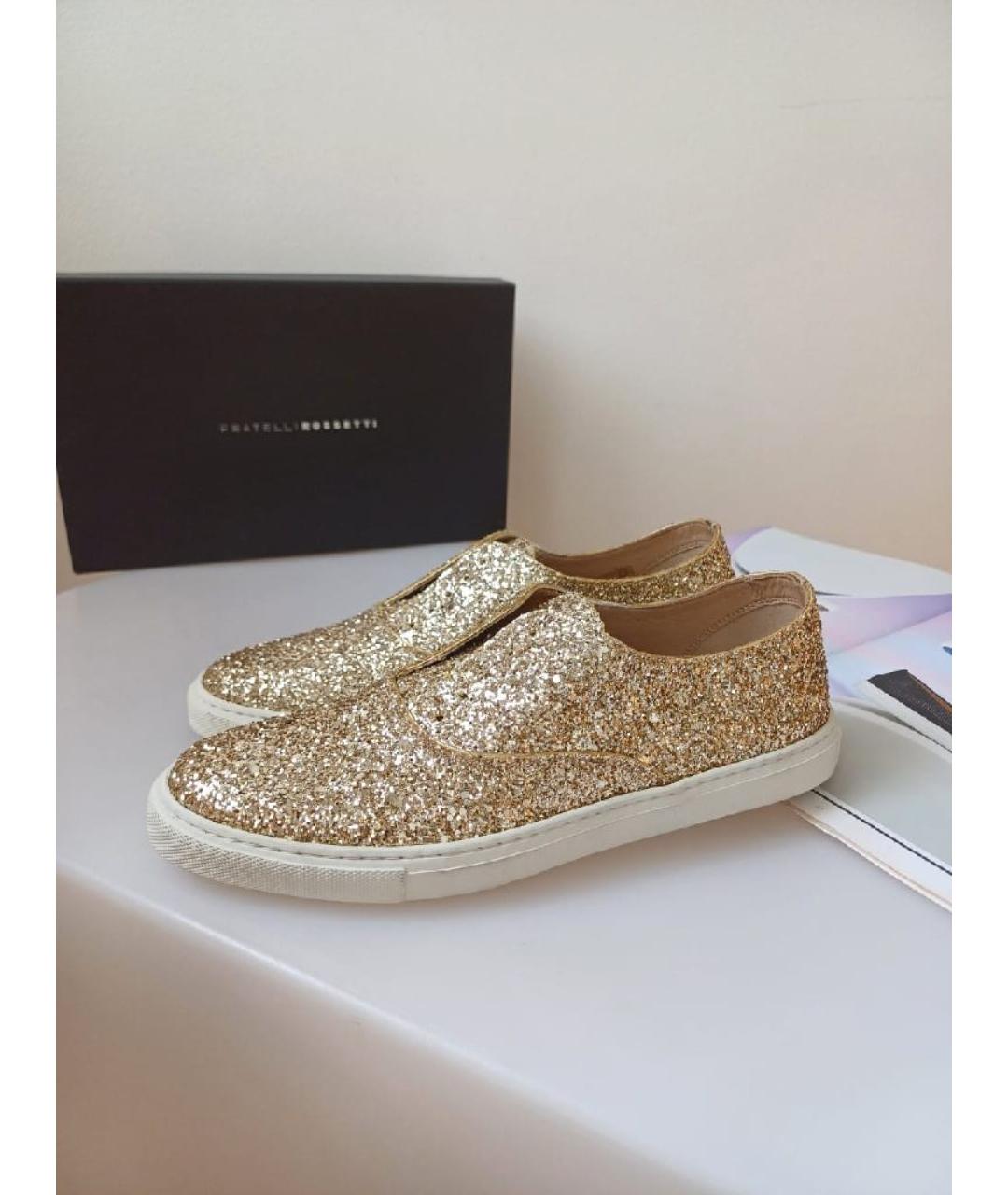 FRATELLI ROSSETTI Золотые кожаные слипоны, фото 2