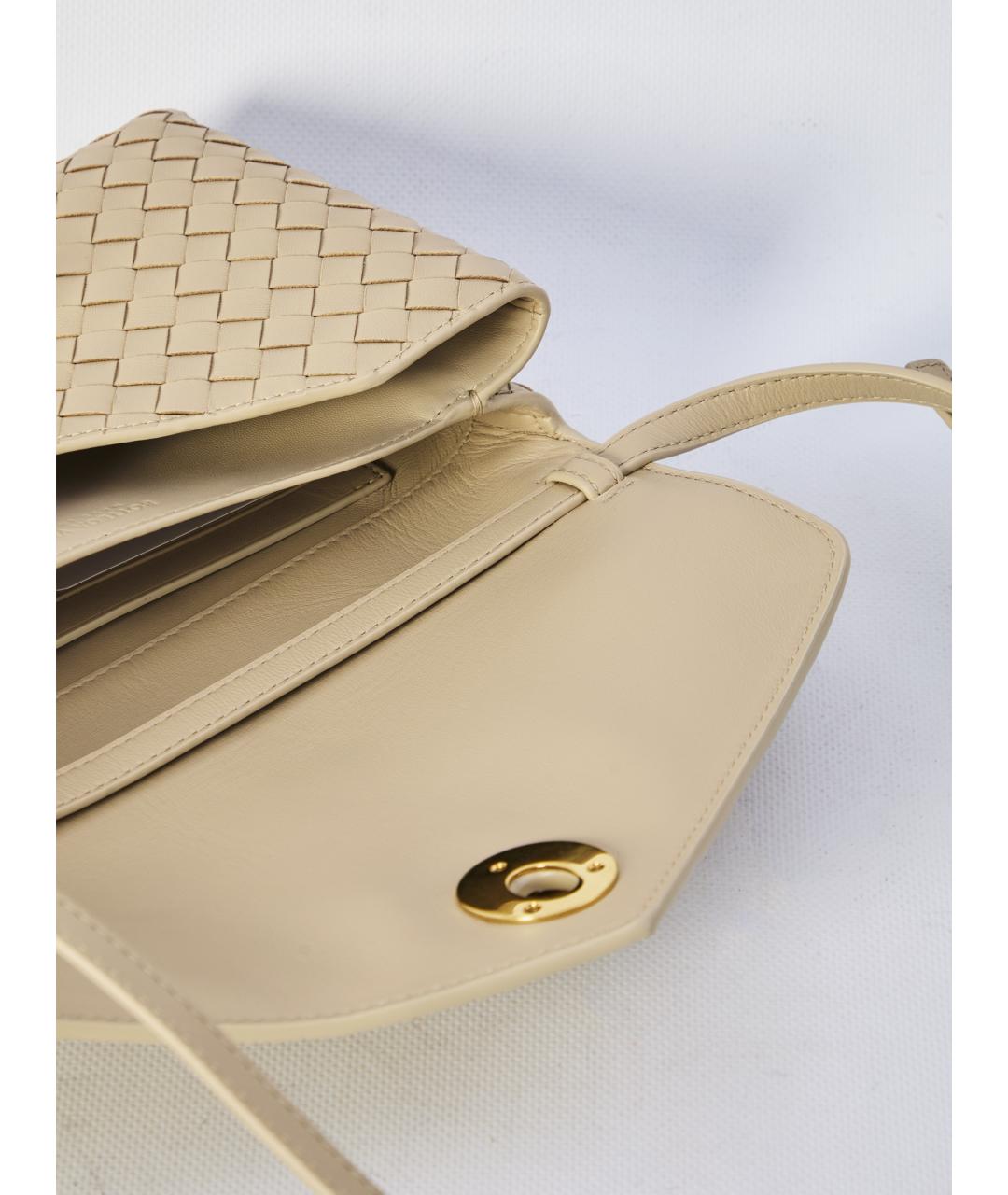BOTTEGA VENETA Бежевая кожаная сумка через плечо, фото 4