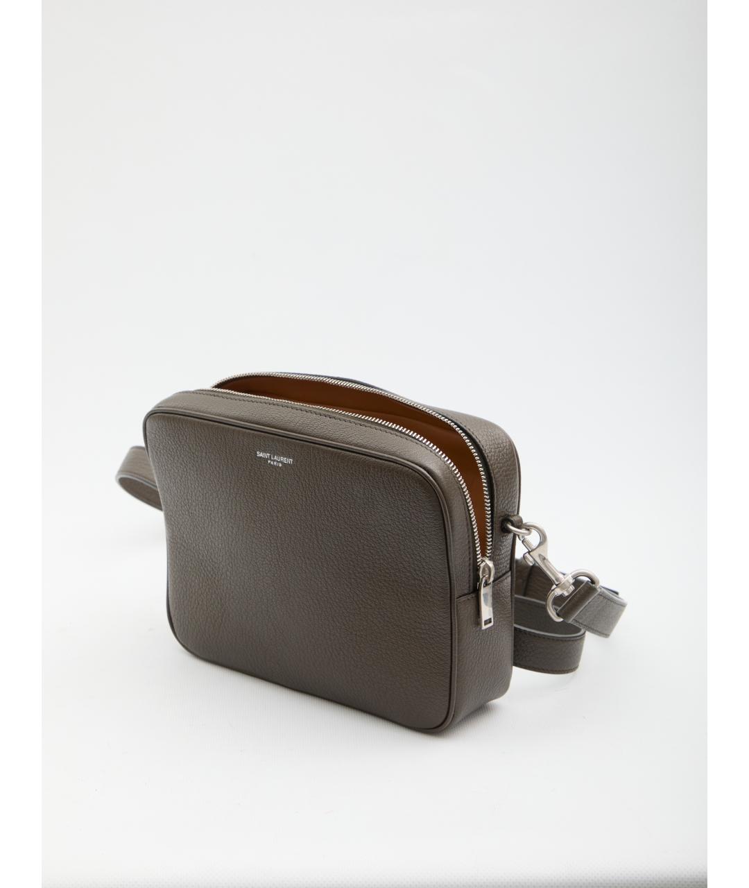 SAINT LAURENT Коричневая кожаная сумка на плечо, фото 4
