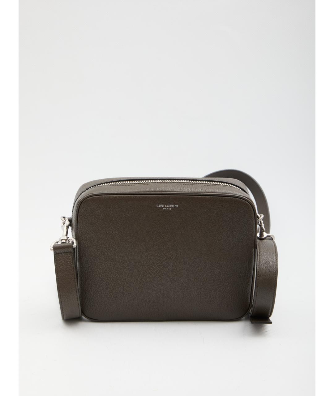 SAINT LAURENT Коричневая кожаная сумка на плечо, фото 5