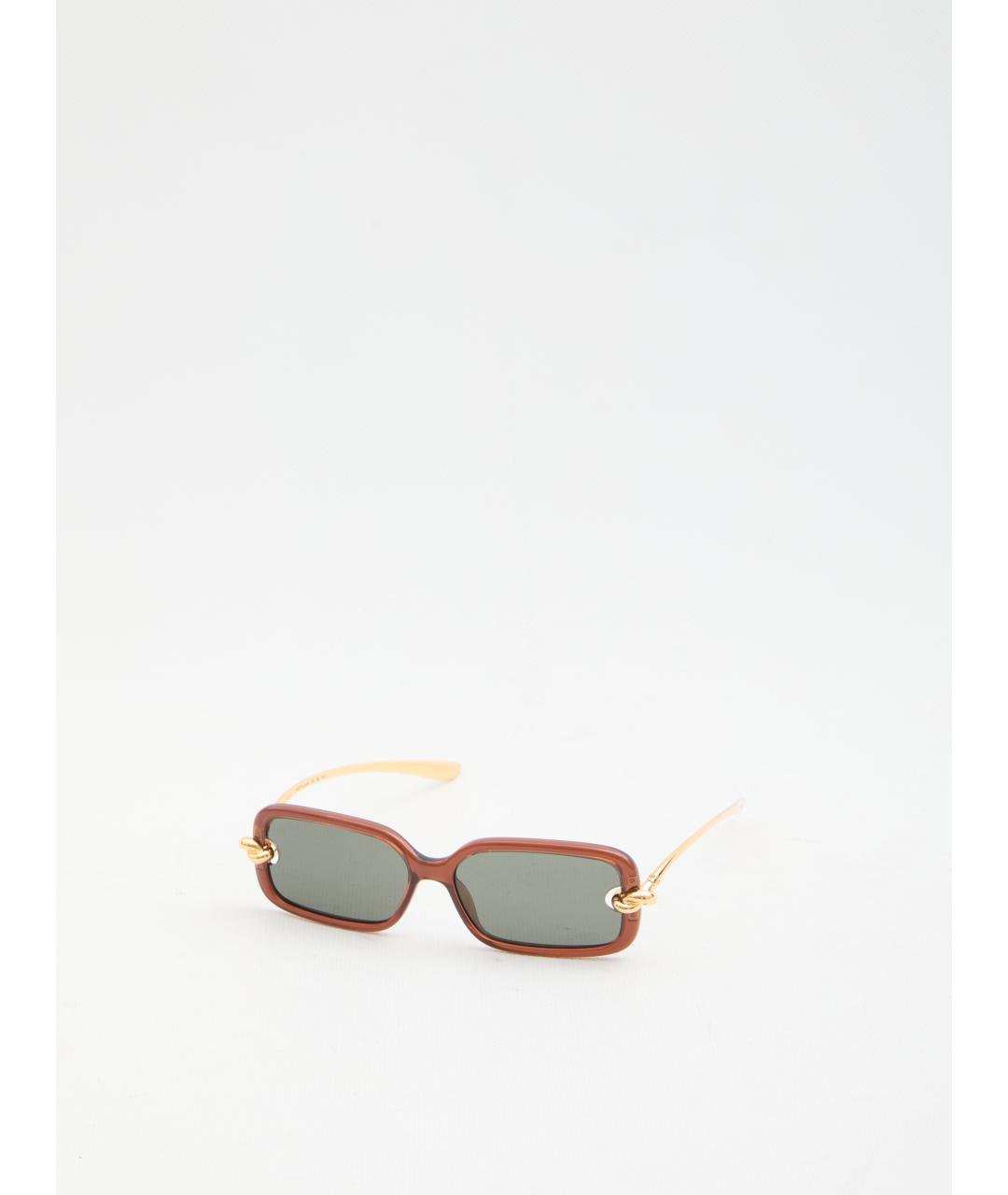 BOTTEGA VENETA Коричневые металлические солнцезащитные очки, фото 3