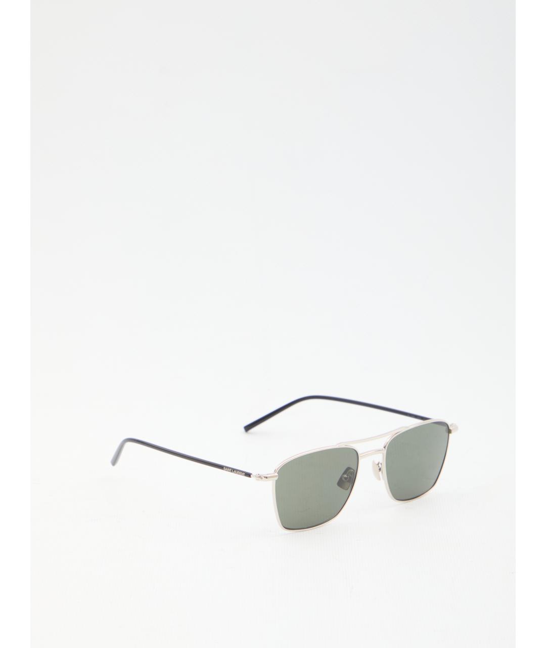 SAINT LAURENT Черные металлические солнцезащитные очки, фото 3