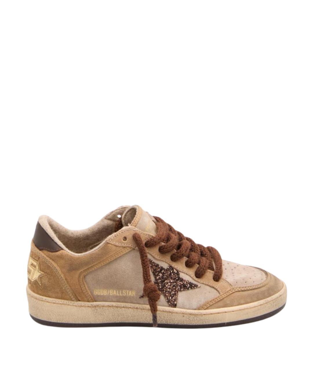 GOLDEN GOOSE DELUXE BRAND Бежевые кожаные кеды, фото 1