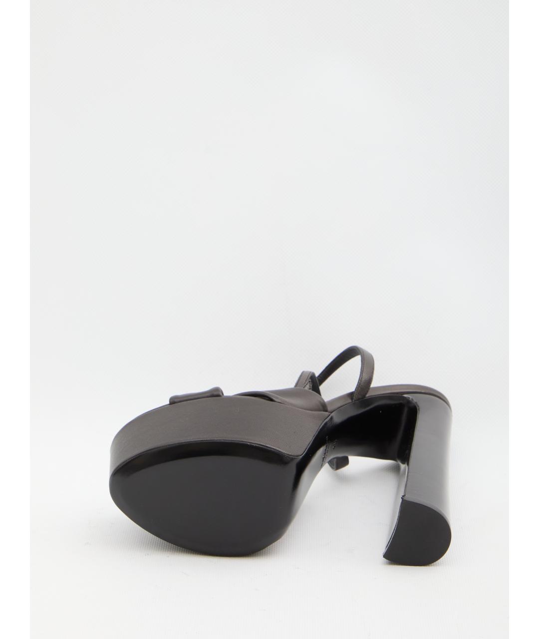 SAINT LAURENT Коричневые кожаные босоножки, фото 4