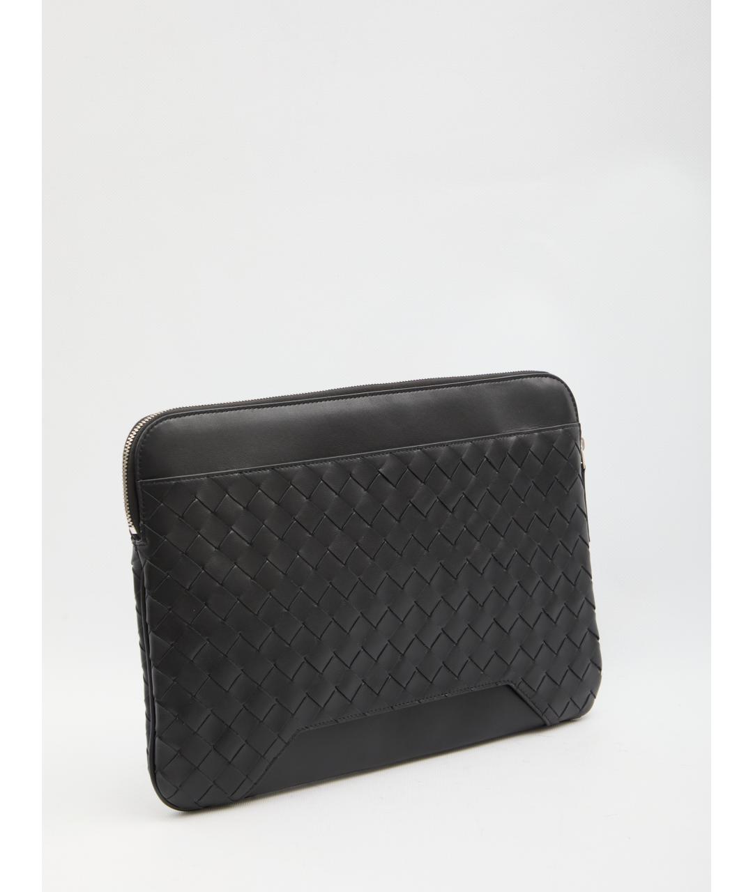 BOTTEGA VENETA Черная кожаная папка для документов, фото 2