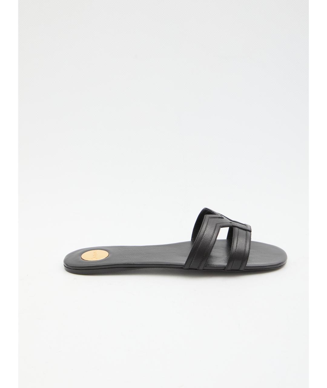 SAINT LAURENT Черные кожаные шлепанцы, фото 6