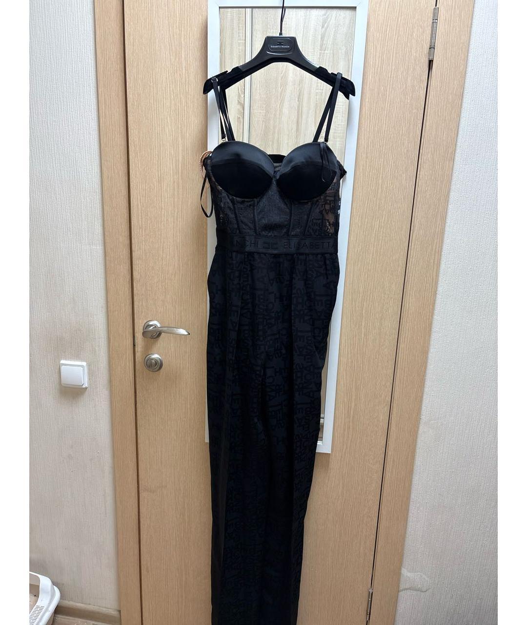 ELISABETTA FRANCHI Черный шелковый комбинезон, фото 8