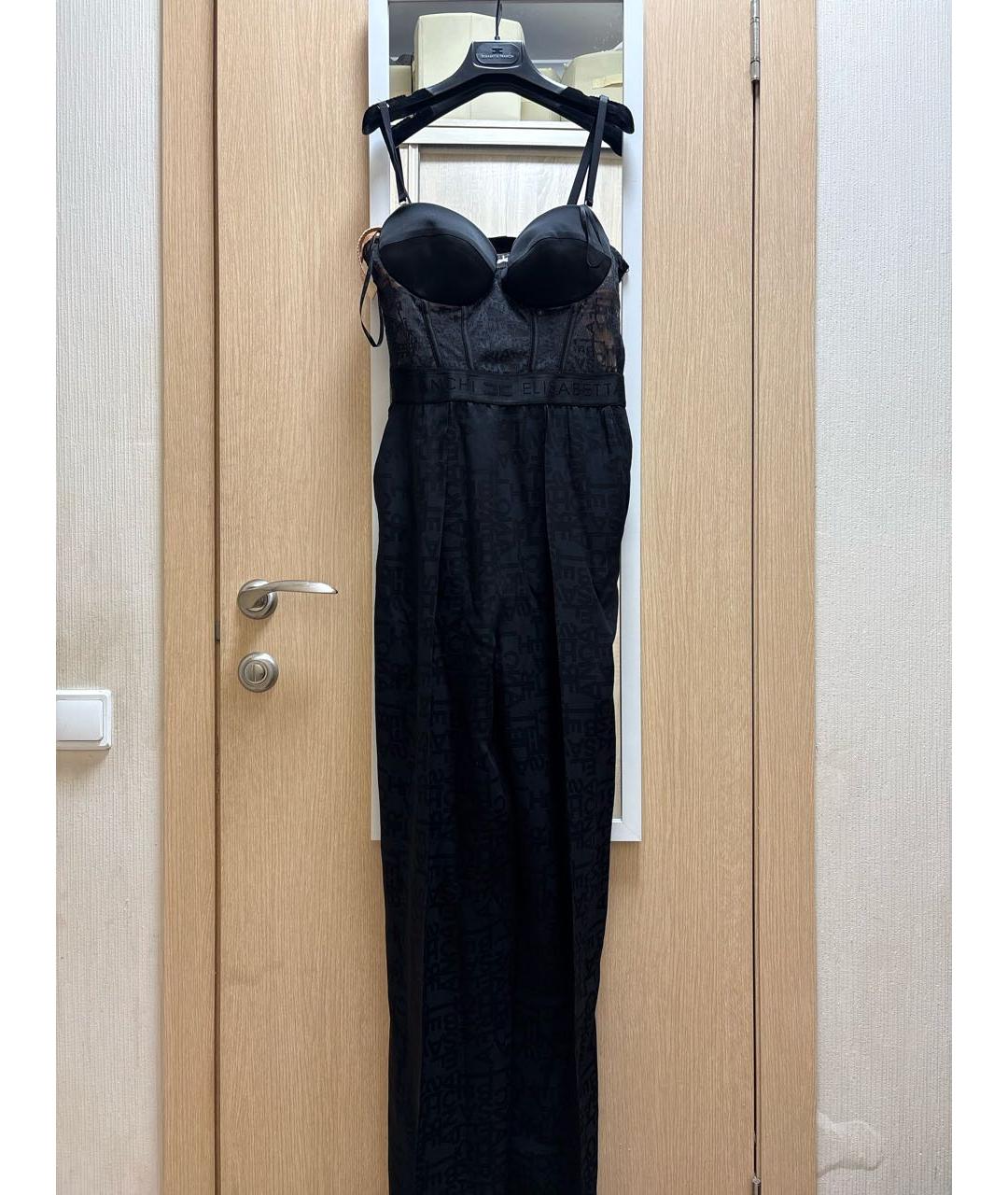 ELISABETTA FRANCHI Черный шелковый комбинезон, фото 2