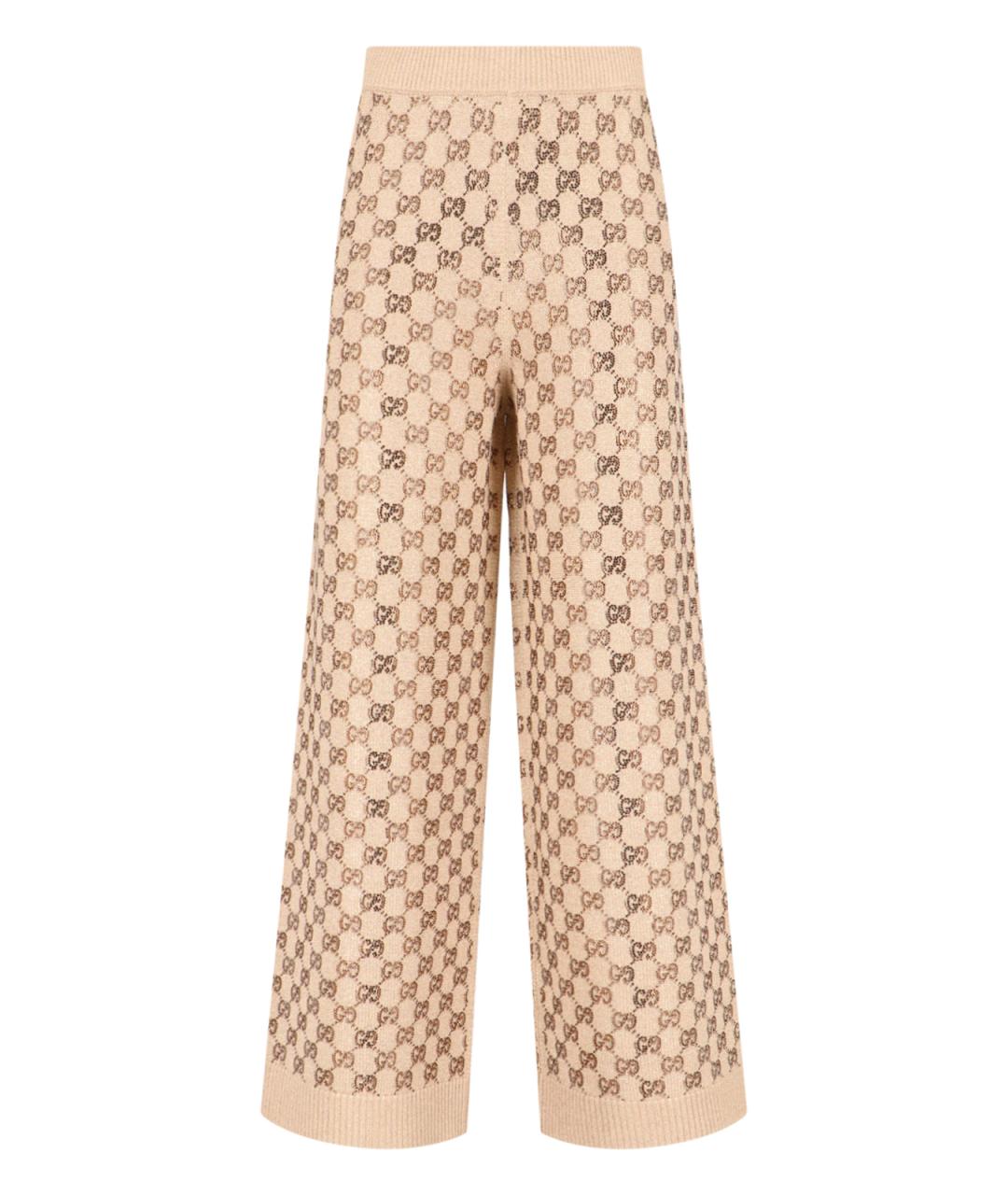 GUCCI Бежевые шерстяные брюки широкие, фото 1