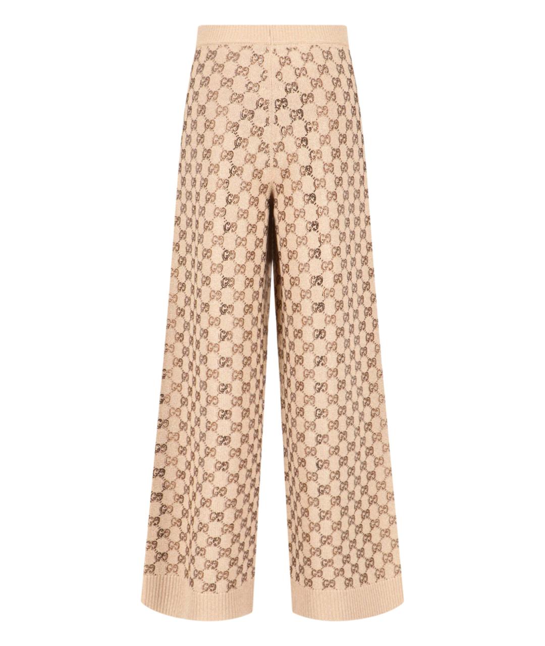 GUCCI Бежевые шерстяные брюки широкие, фото 2