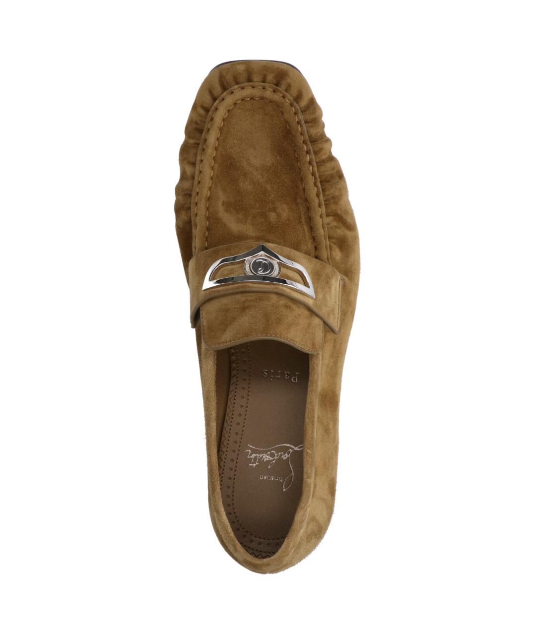 CHRISTIAN LOUBOUTIN Коричневые замшевые лоферы, фото 5