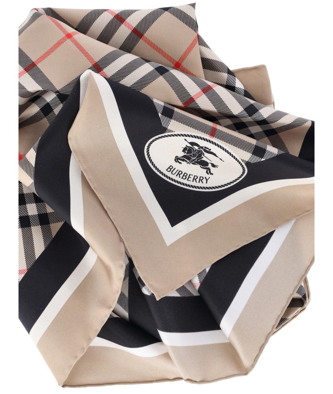 BURBERRY Бежевый шелковый платок, фото 3