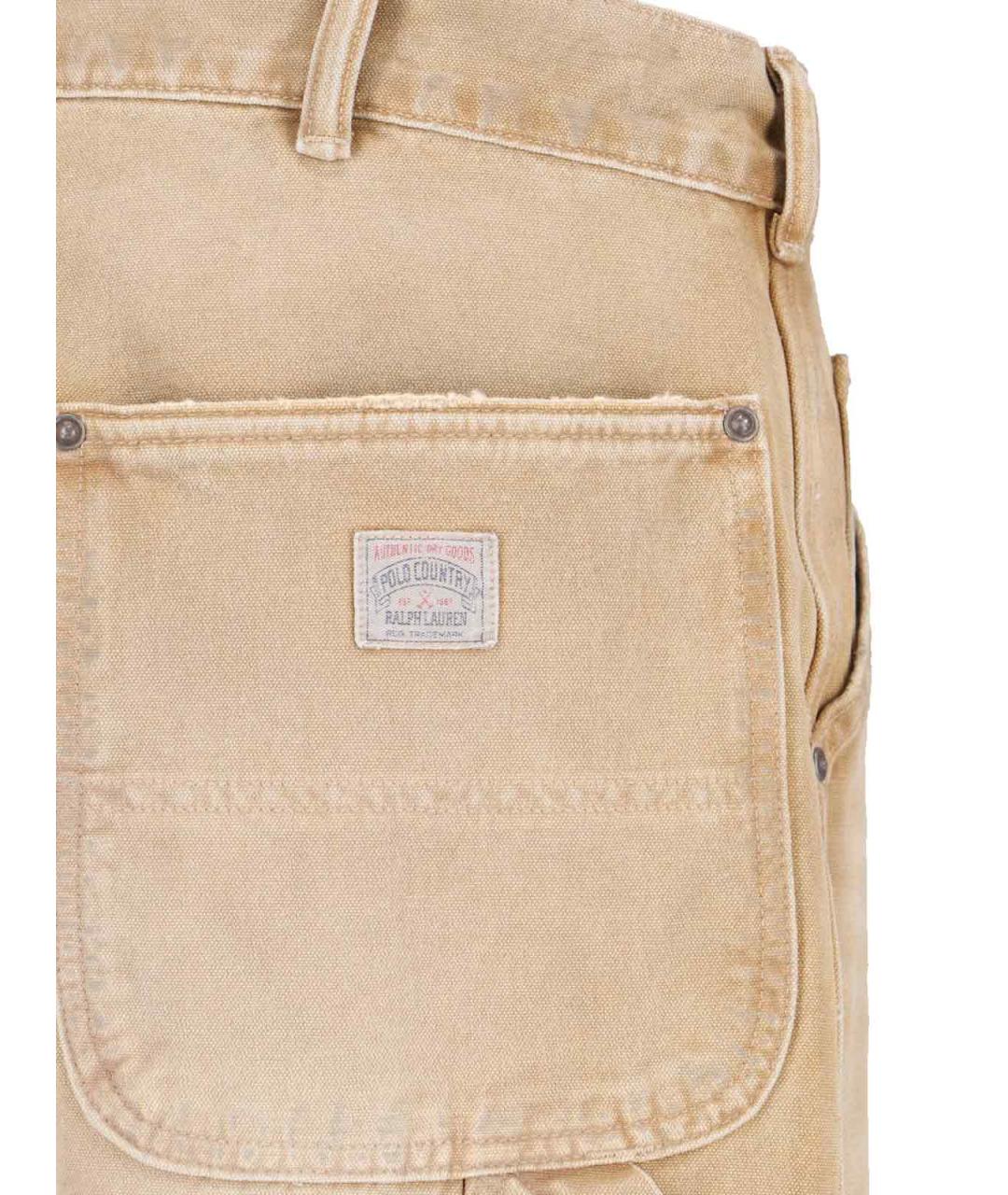 POLO RALPH LAUREN Бежевые хлопковые повседневные брюки, фото 4