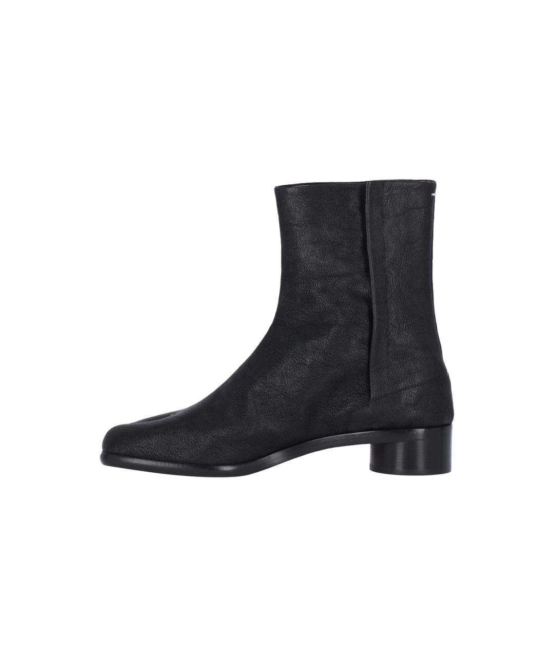 MAISON MARGIELA Черные кожаные высокие ботинки, фото 3