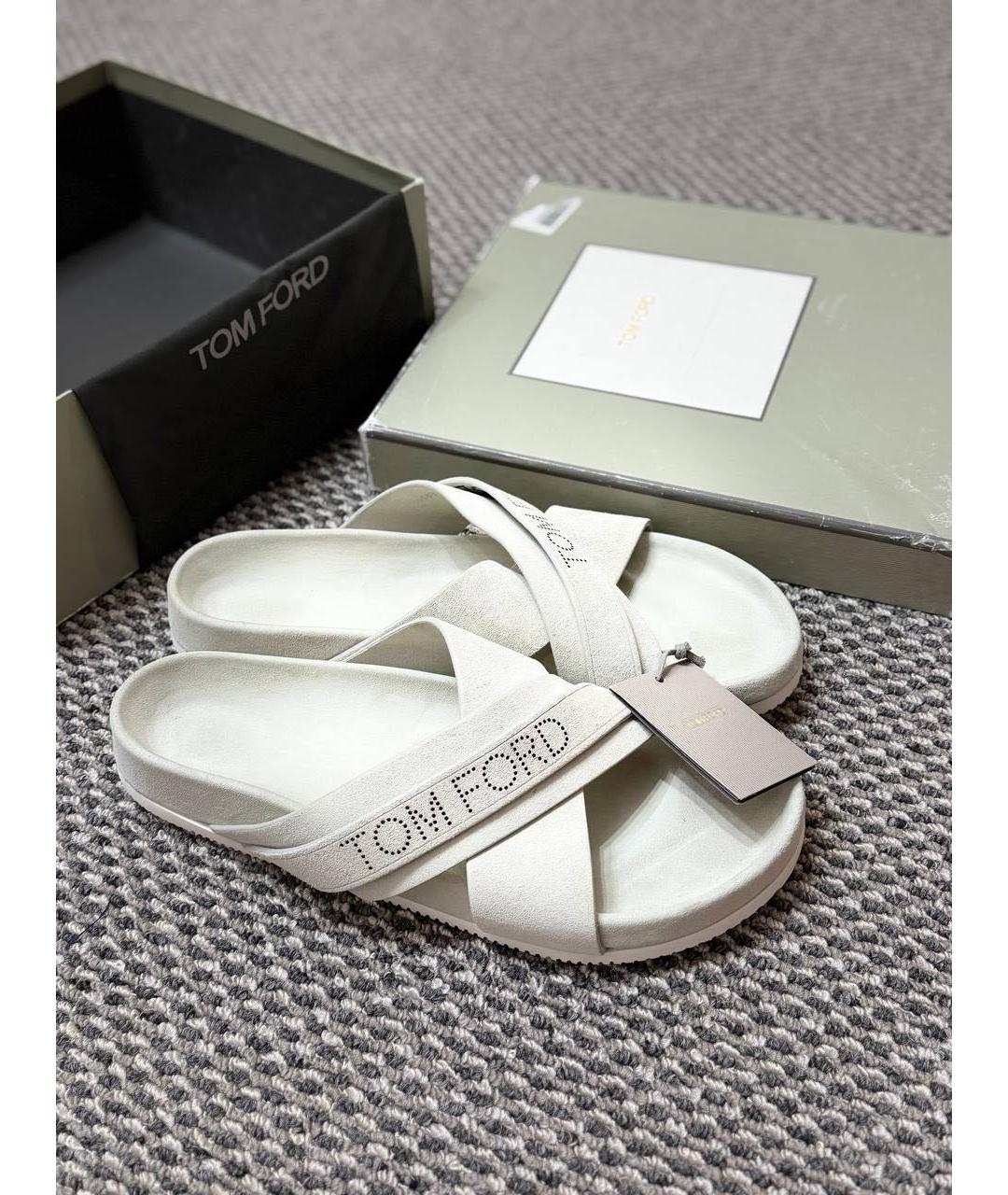 TOM FORD Серые замшевые шлепанцы, фото 7