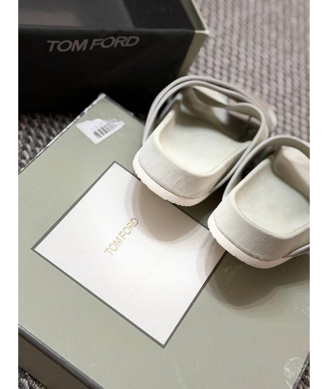 TOM FORD Серые замшевые шлепанцы, фото 6