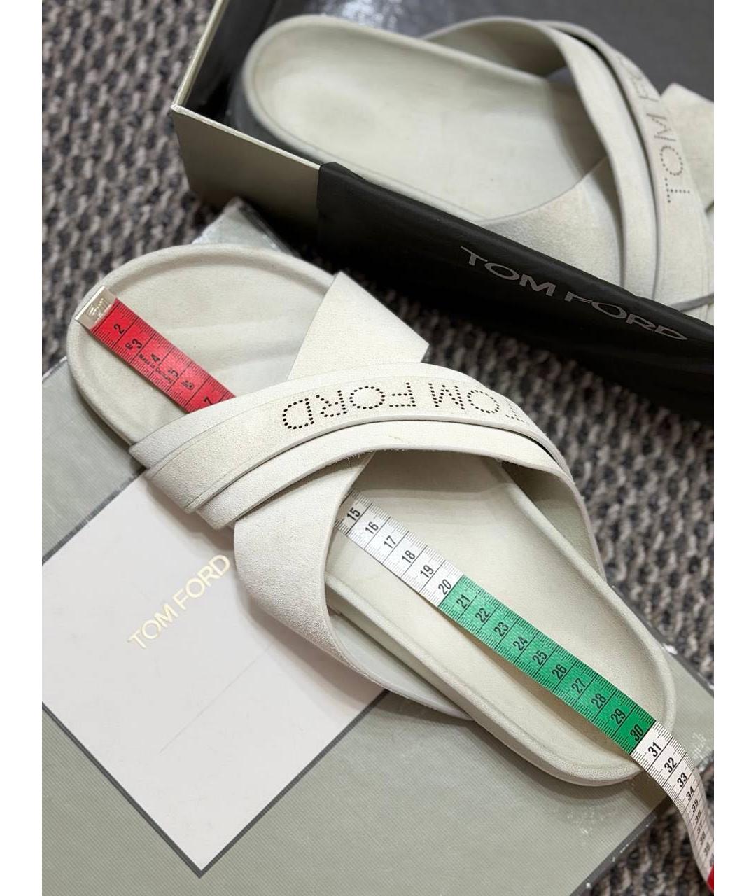 TOM FORD Серые замшевые шлепанцы, фото 8