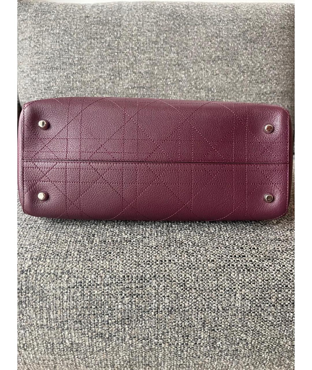 CHRISTIAN DIOR Бордовая кожаная сумка тоут, фото 4