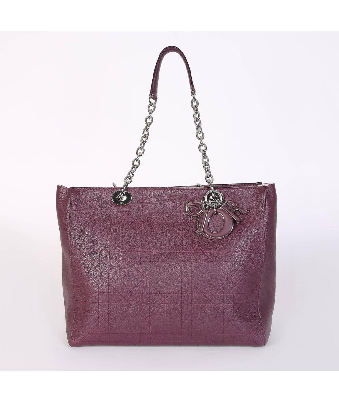 CHRISTIAN DIOR Бордовая кожаная сумка тоут, фото 9