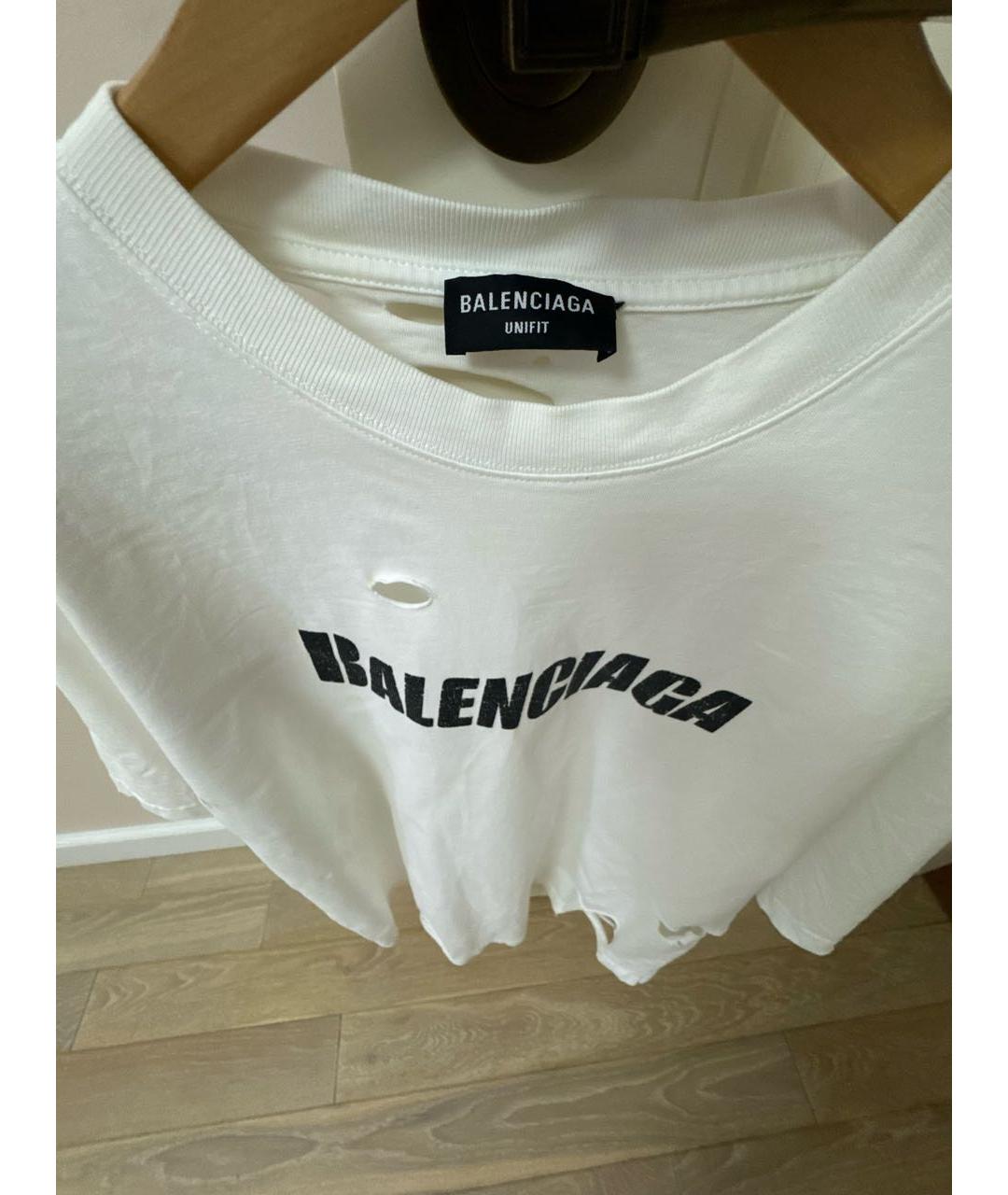 BALENCIAGA Белая хлопковая футболка, фото 3