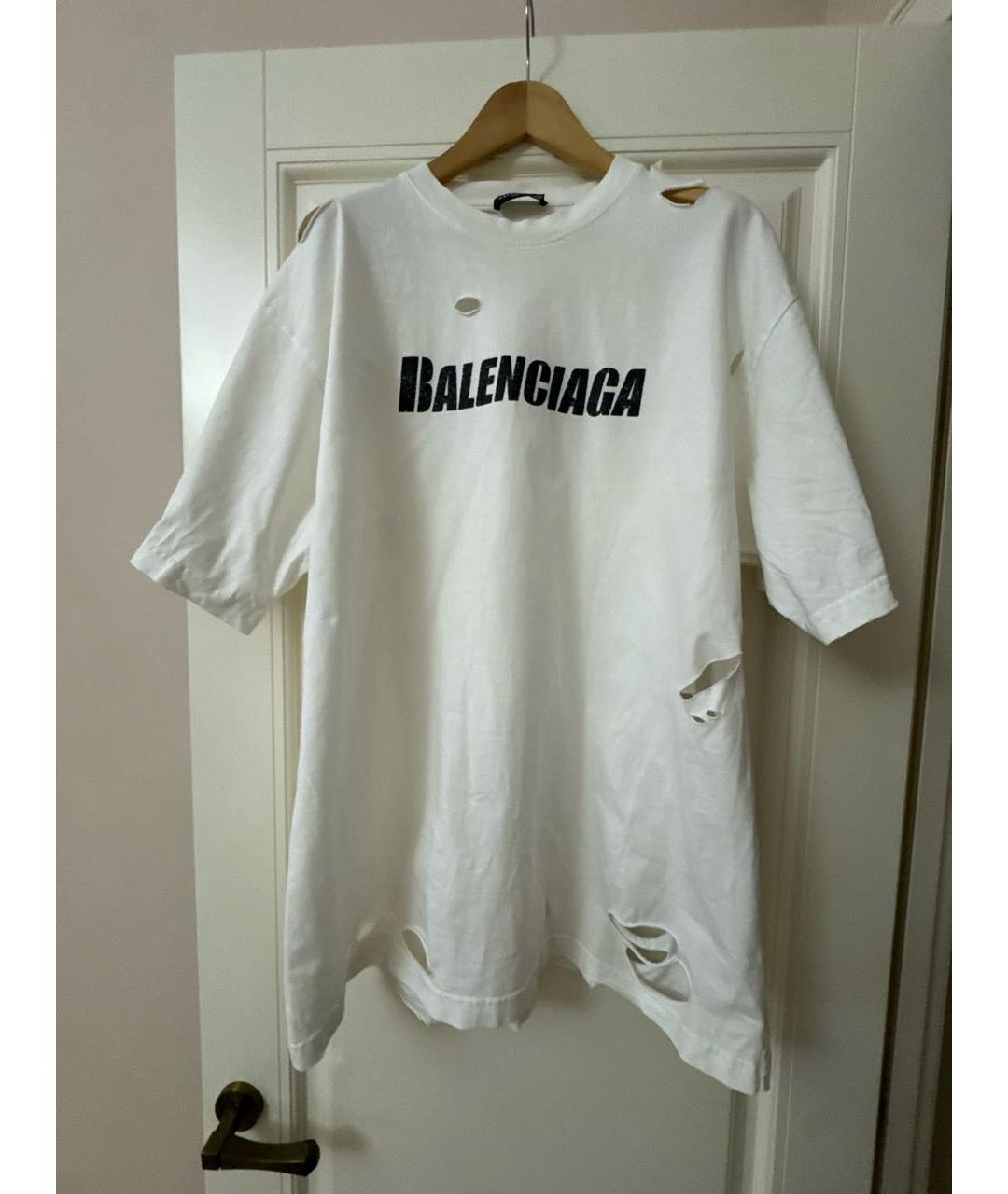 BALENCIAGA Белая хлопковая футболка, фото 5