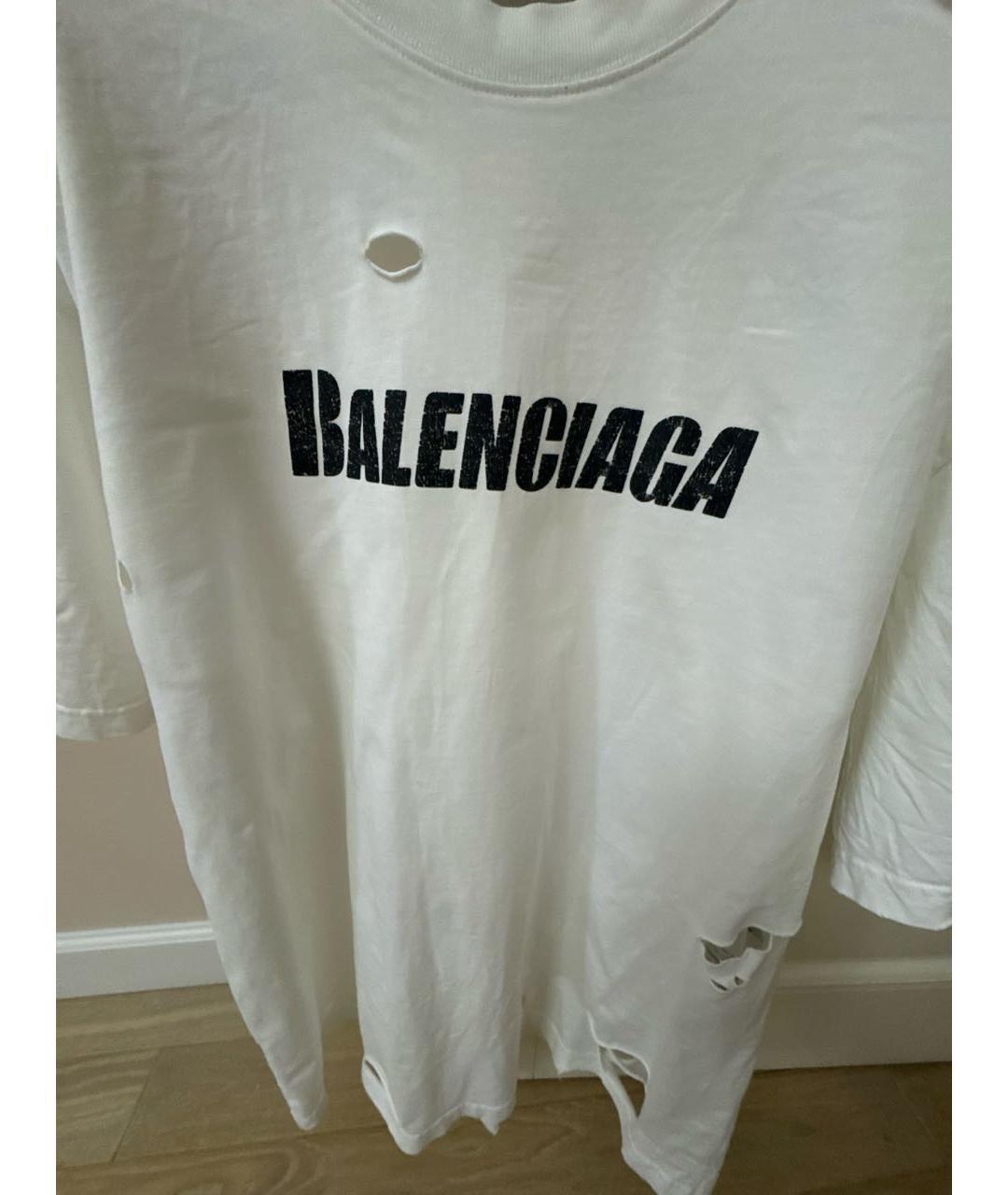 BALENCIAGA Белая хлопковая футболка, фото 4